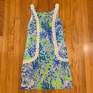 Lilly Pulitzer Green and Blue Coral Shift Dress